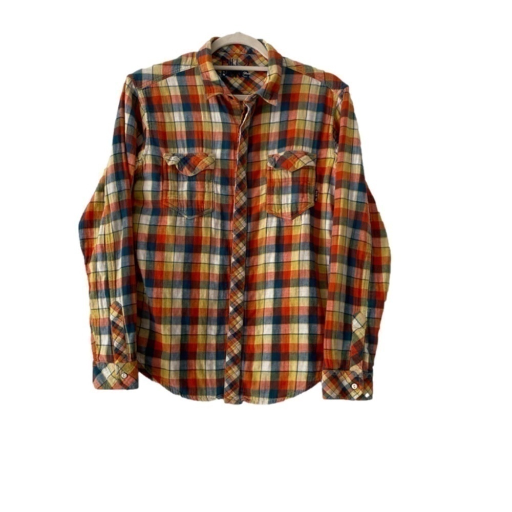 Reversible Billabong plaid flanel snap closure flannel long sleeve plaid shirt M - Picture 3 of 9